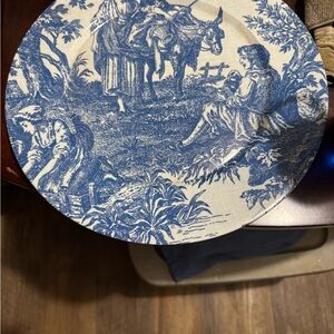 Blue and White Toile Decorative Plate